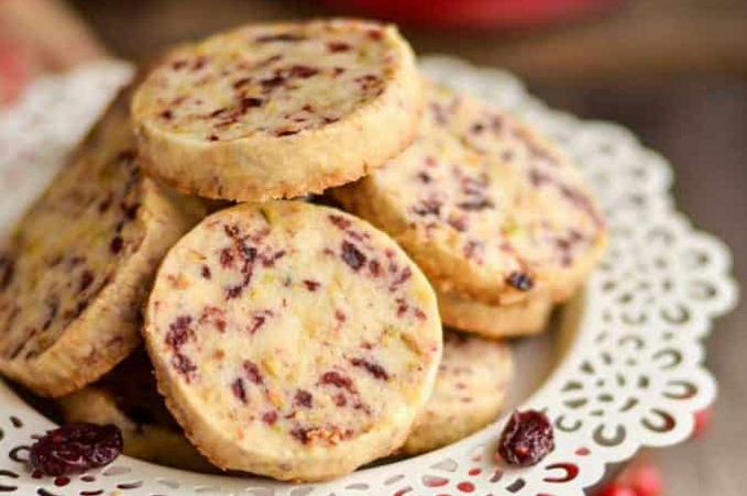 Cranberry and Pistachio Shortbread Cookies