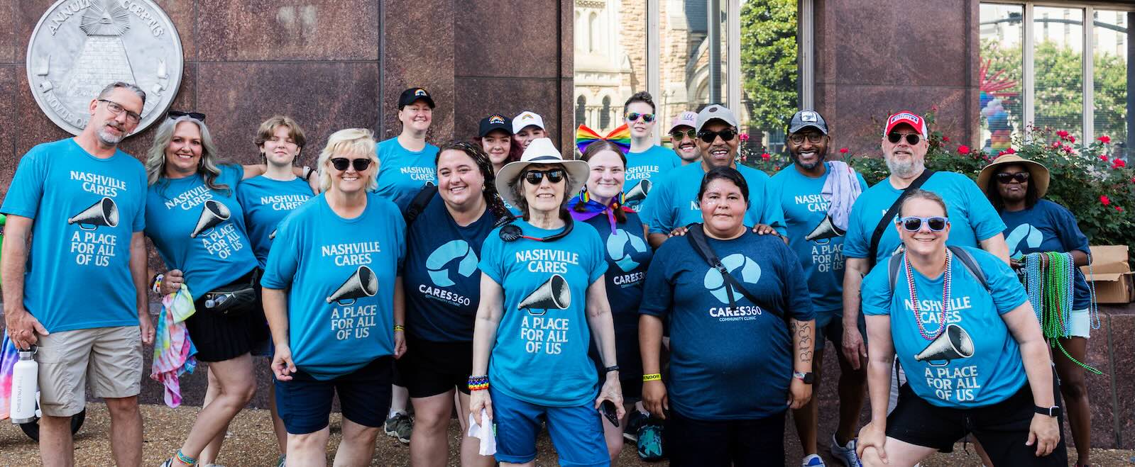 Group photo of Nashville Cares volunteers at the 2025 Nashville Pride Festival.